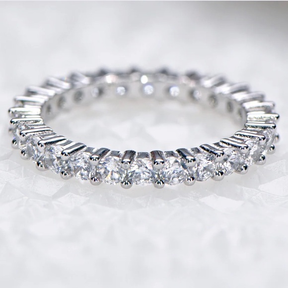 CRYSTAL Gemstone shop Jewelry - Sterling Silver CZ Eternity Band - SIZE 7